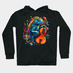 Iguana Playing Violin Hoodie